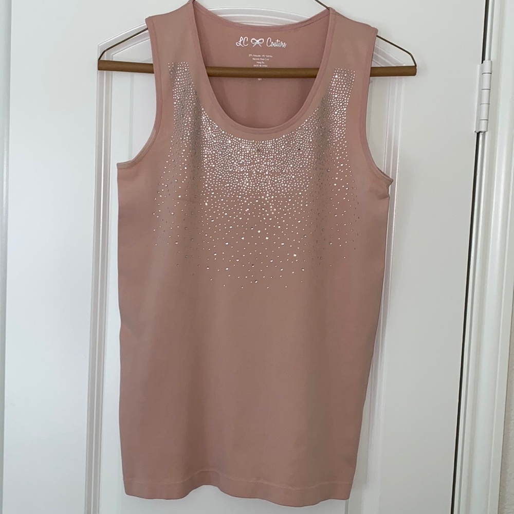 Woman’s Blush Pink Stretchy Sparkle Tank